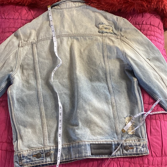 NWOT The Kooples Destroyed Denim Jacket light wash jean coat - Picture 9 of 17